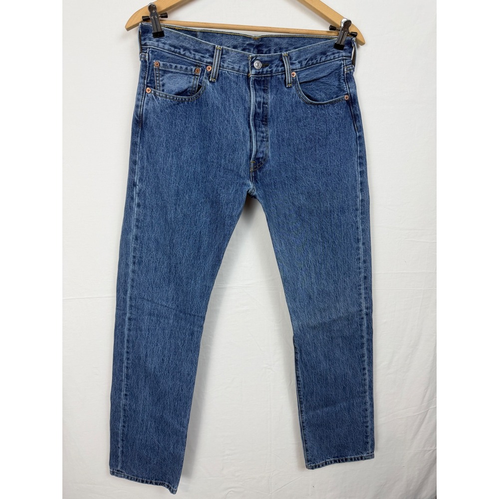 Levi's Mens Cotton 501 Original Fit Jeans 33x34 Blue Straight Leg Button Fly